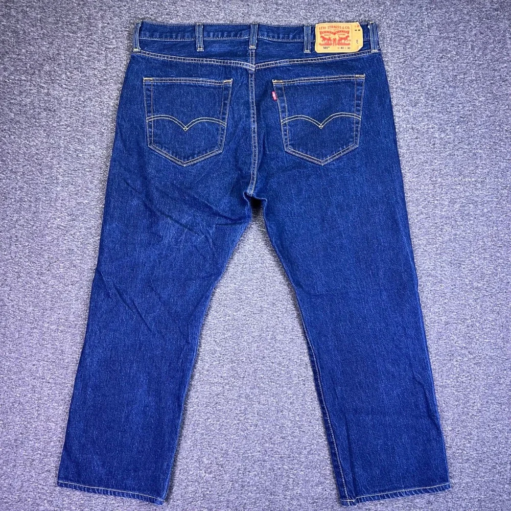 Levis 501 Jeans‎ Mens 40x30 Dark Blue Classic Original Straight Button Fly Denim